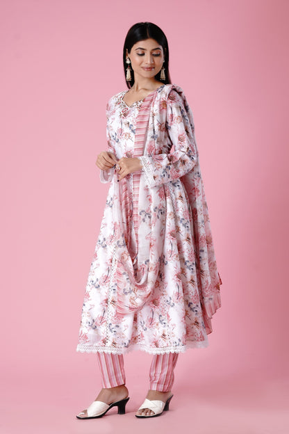 Pink HandMade Thread Work Anarkali Set