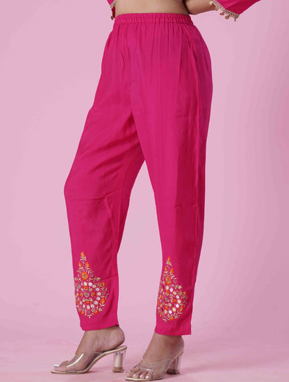 Pink Mirror Work Kurta Set